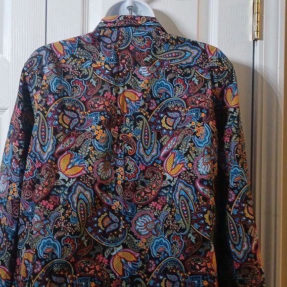 Lands' End No Iron  Supima paisley button-down long sleeve shirt Sz 24W NWOT - Picture 7 of 8